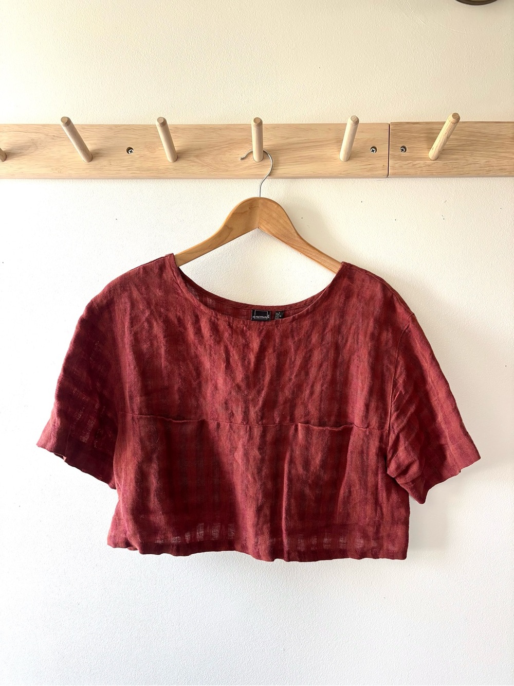 Animale Rust Red Linen Crop Top